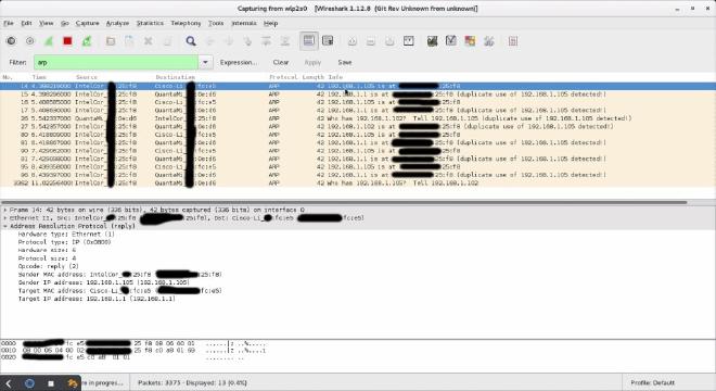 Wireshark ARP messages capture