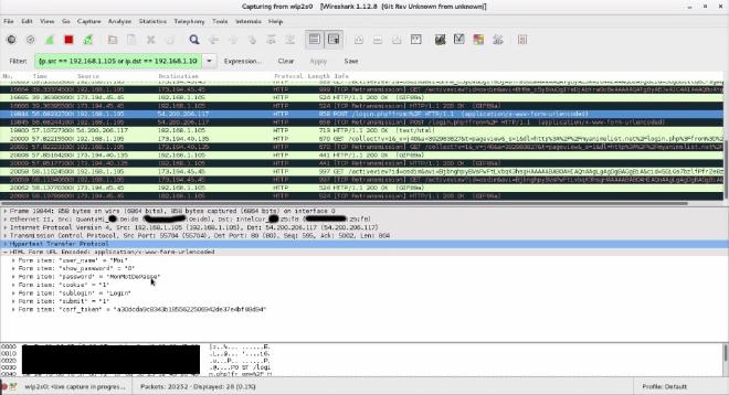 Intercepting traffic with Wireshark